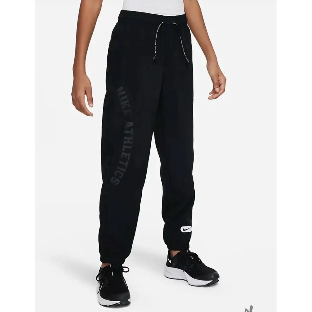 Nike Athletic Woven Loose Fit‎ Black Pants DX5367-010 Training Kids Size XL NWT